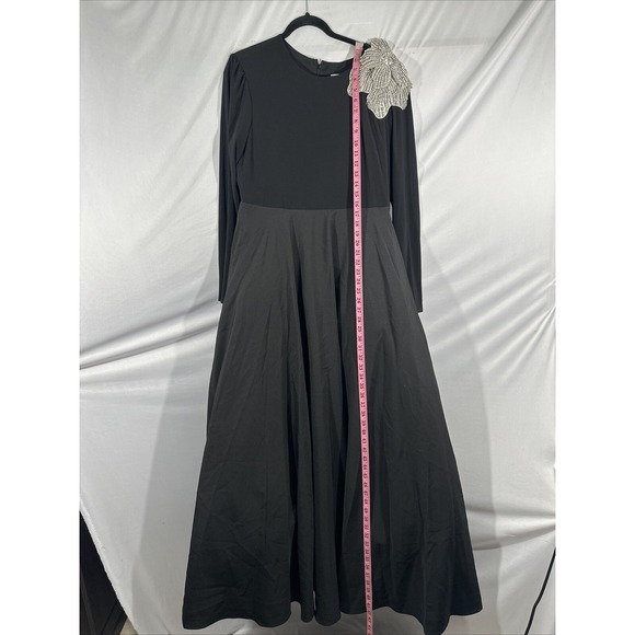 NWT MAC DUGGAL [ 16 ] 11832‎ Long Sleeve Taffeta 3D Flower Ball Gown Black S1909 - Picture 7 of 14